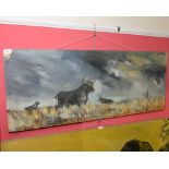 Cavan Corrigan (20th Century) Buffalo fields, oil on canvas, signed, unframed