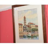 20th century school, canal scene, watercolour, signed and framed