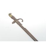 A French St Etienne bayonet, 1678 with metal scabbard