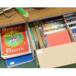 A box of children's novels; tog. with a group of vintage scrap books and periodicals