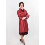 A 1960's lady's red leather overcoat