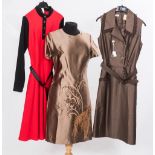 A group of three 1960's dresses, one Berkertex brown sleeveless