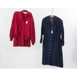 A Betty Barclay navy shirt dress together with a Bruce Oldfield burgundy skirt suit (2)