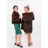 A vintage coney short coat; together with a vintage striped fur jacket (2)