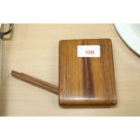 A small wooden cigar case with hinged cover