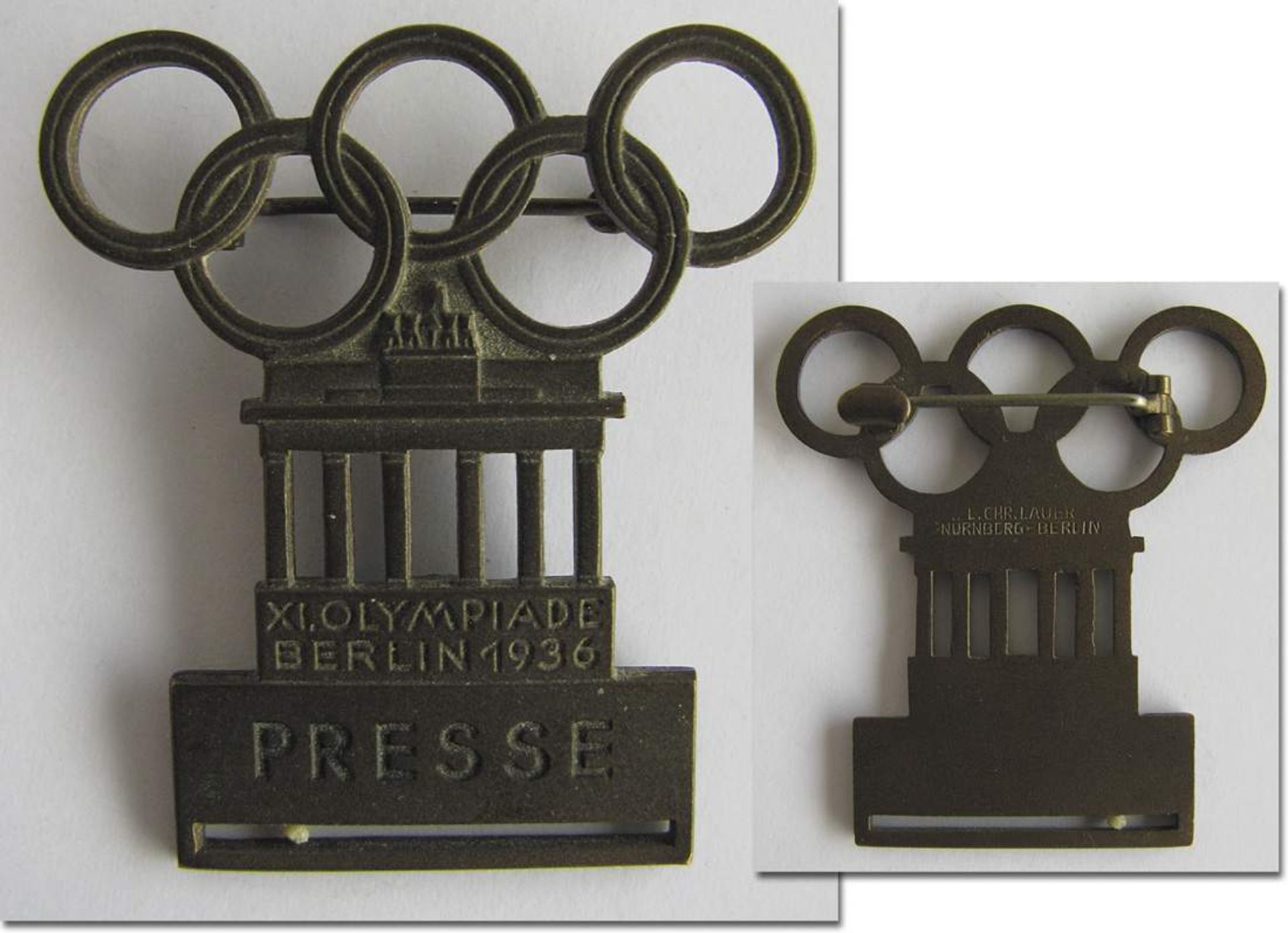 Olympic Games 1936. Participation badge Press - with inscribtion PRESSE. Bronze, without ribbon.