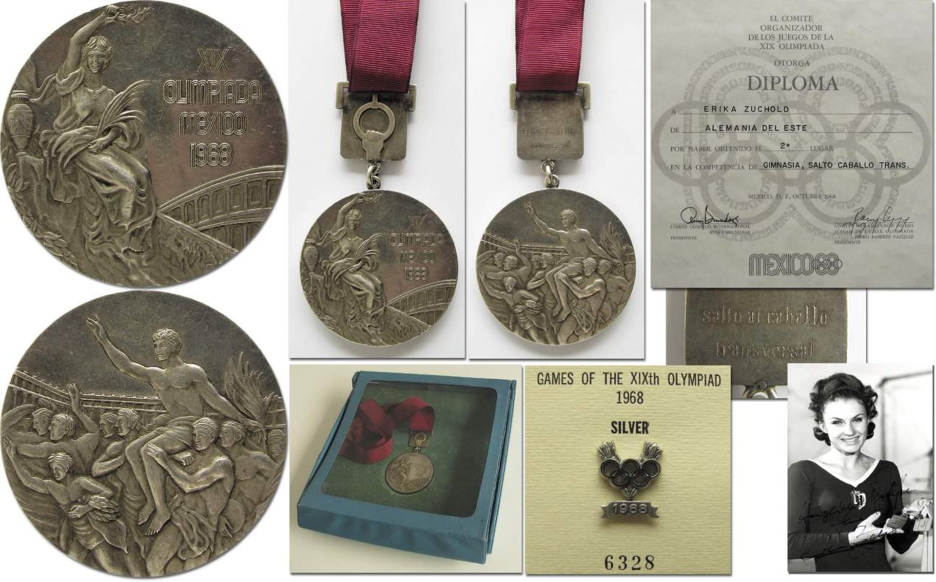 Olympic Games Mexico 1968 Silver Winner medal - Official silver medal for the second place in