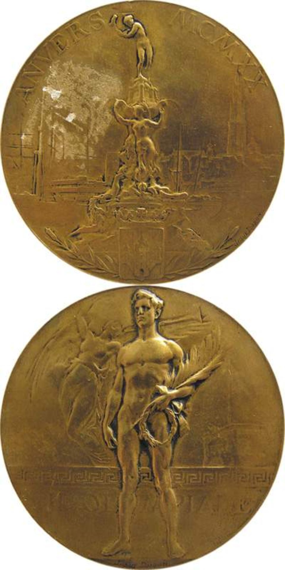 Winner´s medal: Olympic Games 1920  Antwerp - Bronze Medal. Original Third Place Medal for 7th