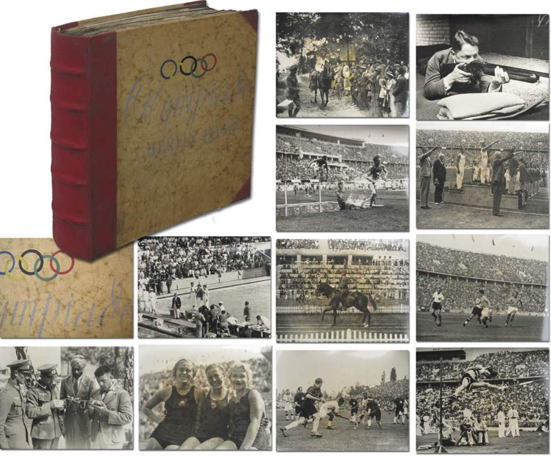 Olympic Games Berlin 1936 Book with 96 Pressfotos - Decorative half leather photo album which