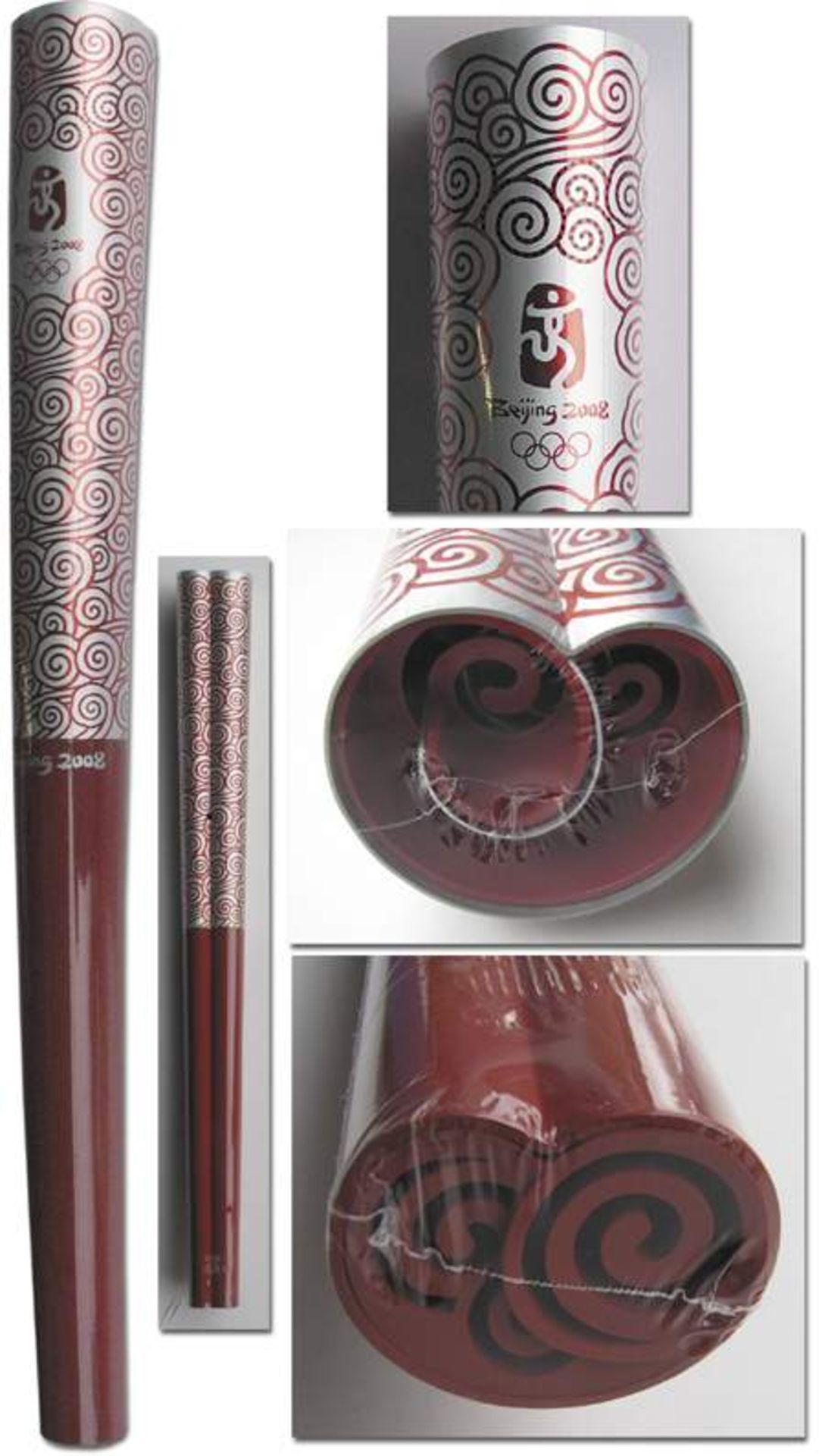 Olympic Games 2008. Official Bijing Torch - in aluminium with red lettering and design, not used,