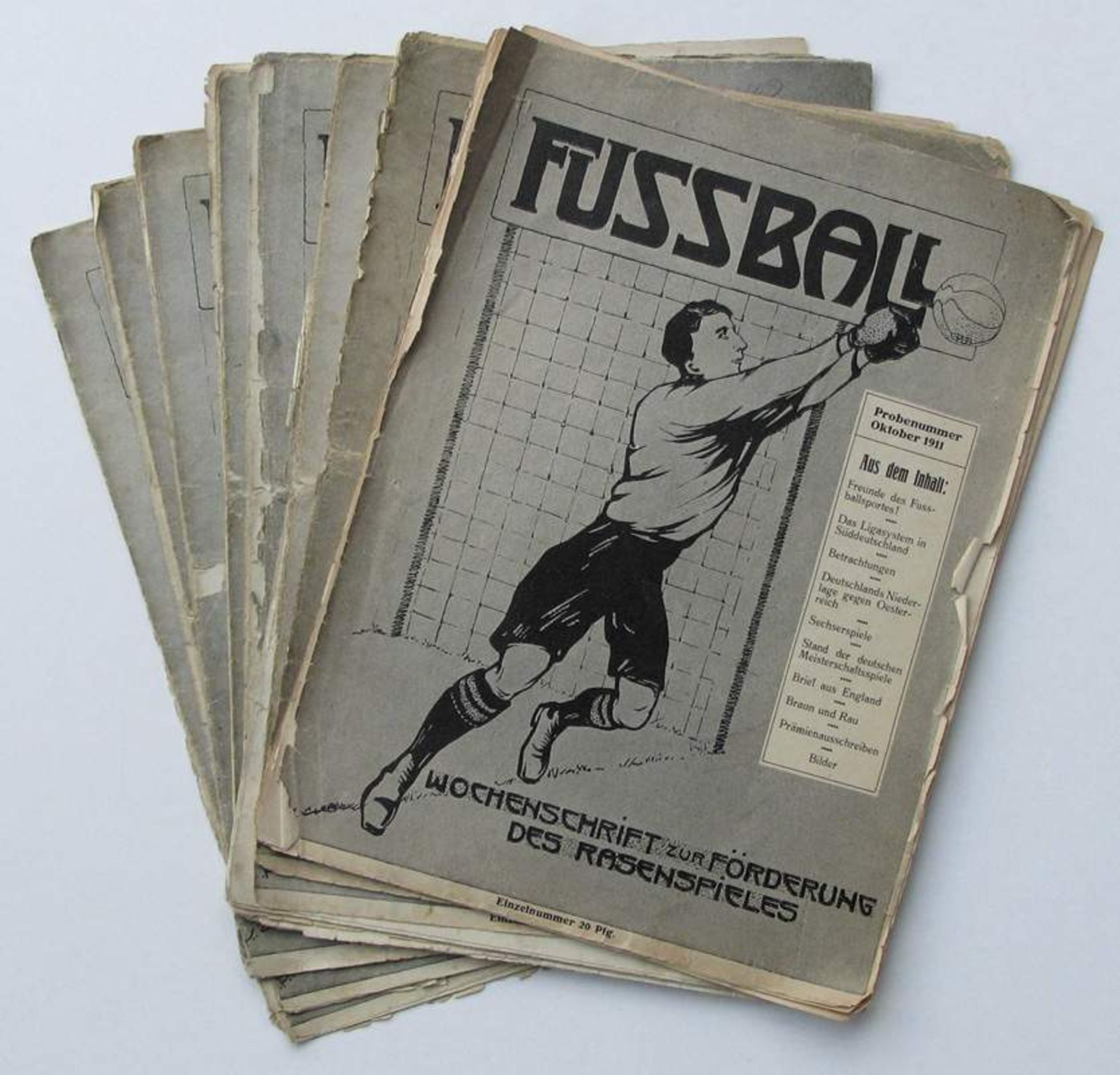 German Football magazin 1911 -Fußball 1911 - 1.Jahrgang 1911: Nr.1-10 komplett, ungebunden. -