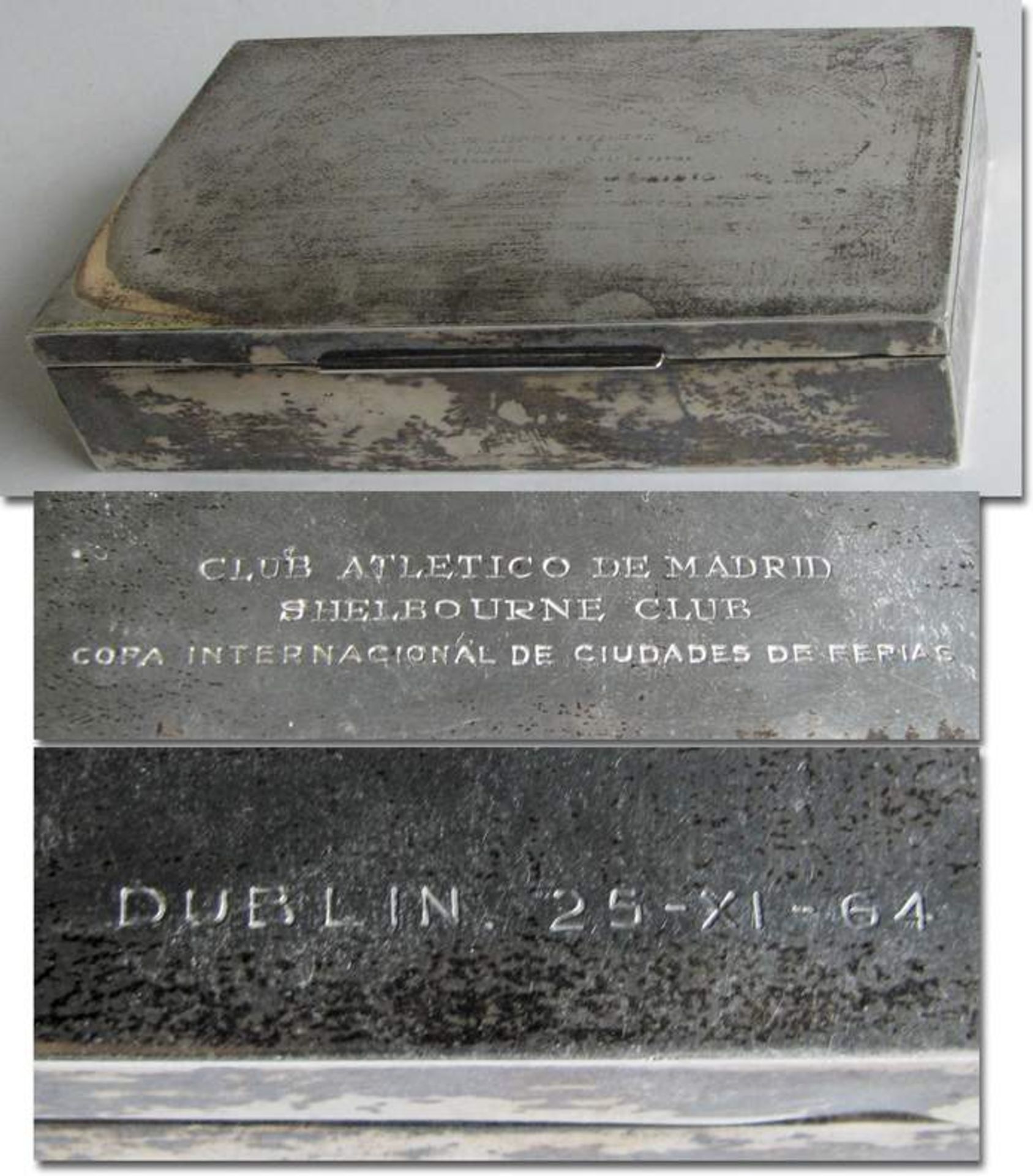 Eurocup 1965. Silver Plate Atletico Madrid - Athletic Madrid silver box on occasion of the