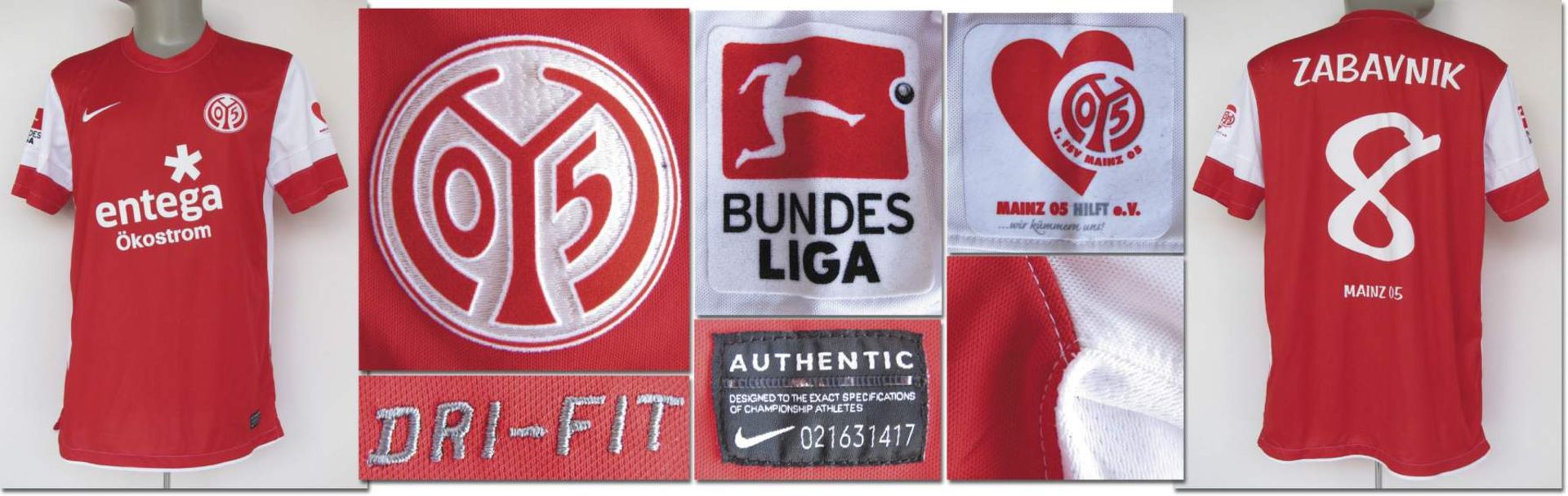 match worn football shirt Mainz 05 2011/12 - Original match worn shirt FSV Mainz 05 with number 8.