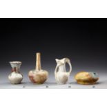 * EDMOND LACHENAL (1855 - 1930) Vase à deux anses et col corole en grès émaillé blanc nuancé