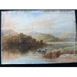 Largest 23 x 11 inches (58 x 28cm). Boat scene mounted to board and glue remnants to outer 1