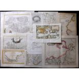 Maps 17th-19th Century. Mixed Lot of 15 Maps, many hand coloured. Lot of 15 Mostly Copper Engraved