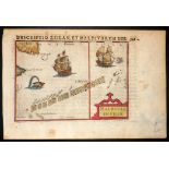 Bertius, Petrus C1600 Hand Coloured Map of the Maldives "Maldivae Insulae" Hand Coloured Copper