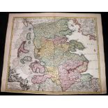 Homann, Johann Baptist C1716 Hand Coloured Map of North Germany "Ducatus Slesvicensis in omnes