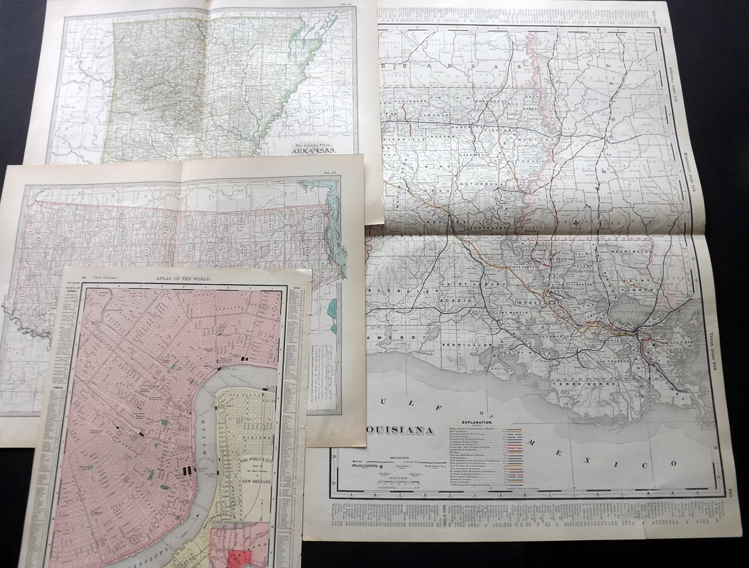 Arkansas, Louisiana, Mississippi C1860-1915 Lot of 8 Maps by Colton/Johnson, Century Atlas, and Rand - Image 4 of 4