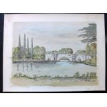 Murdock? W.L Original Watercolour 1972 'The Grand Bridge' Blenheim Palace Mounted to thin board 16 x