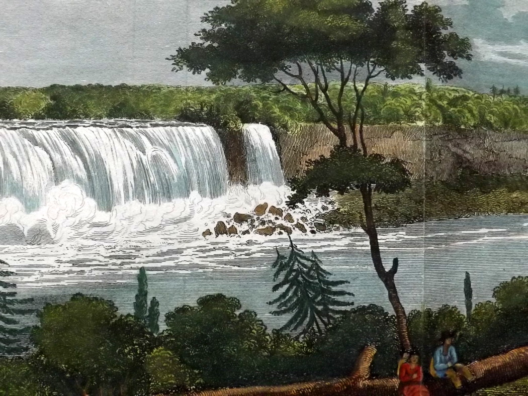 Shaw, Simeon 1821 Rare Hand Coloured View of Niagara Falls, Canada  Copper Plate Published 1823, - Image 2 of 2