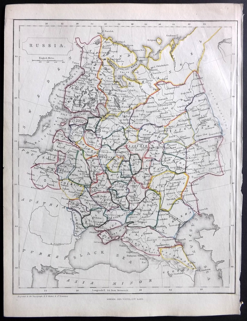 Russia & Poland 19th Century. Lot of 14 Maps and 5 Prints Lot of 14 Engraved and Lithographed - Image 3 of 6