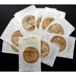 Goltzius, Hubert 17th Century. Lot of 12 Colour Printed Roman Coin Prints Lot of 12 Colour Printed