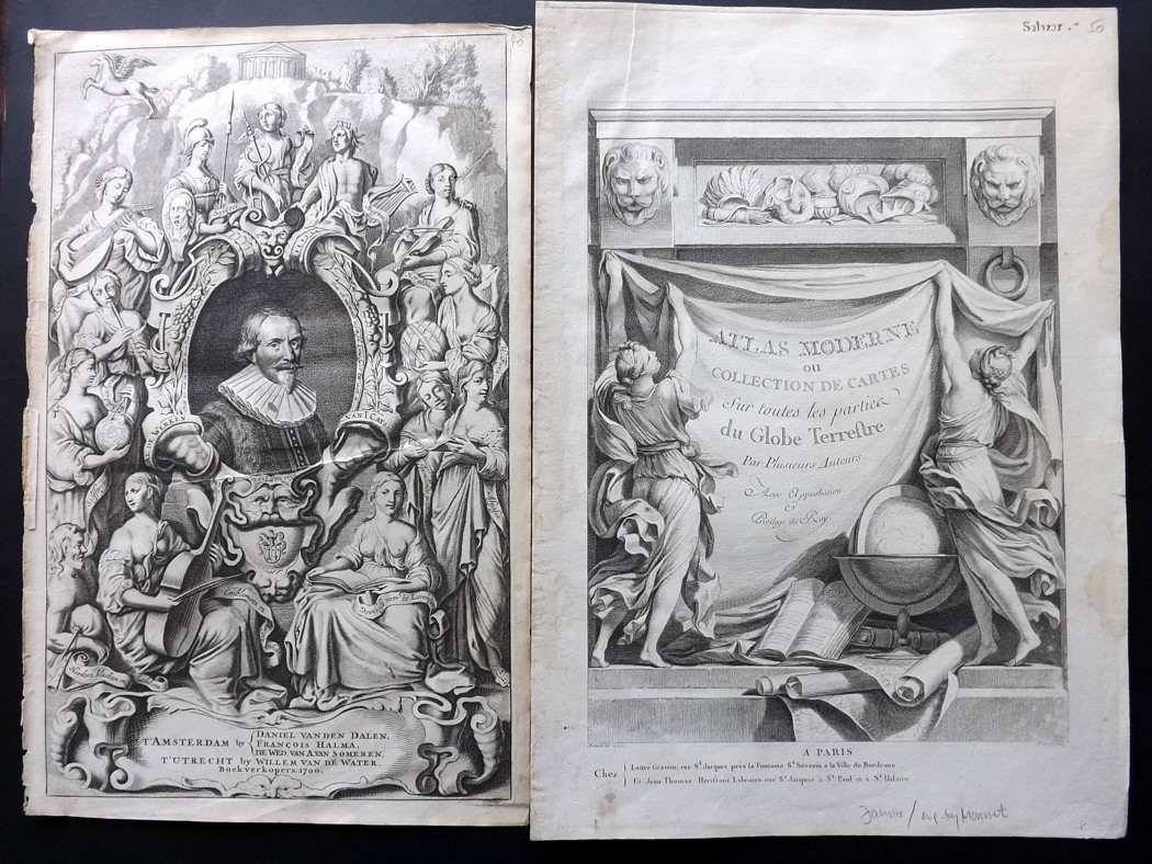 Atlas Title Pages & Frontispieces 18th Century Lot of 8 Copper Engravings Lot of 8 Copper Engraved - Image 2 of 2