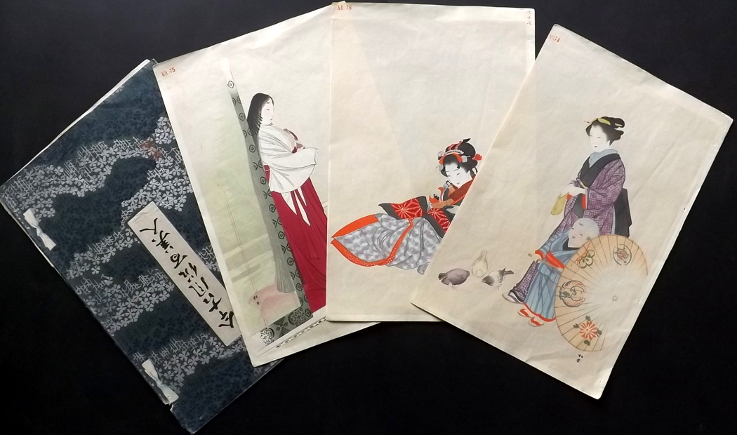 Japanese Woodblock Prints (3) C1900 Group of 3 Shodo Yukawa Three Colour Printed Woodblock Prints.