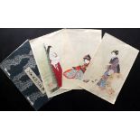 Japanese Woodblock Prints (3) C1900 Group of 3 Shodo Yukawa Three Colour Printed Woodblock Prints.