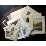 Architectural Etchings 19th-20th Century, Lot of 21, All Signed, Mostly British Good Lot of 21