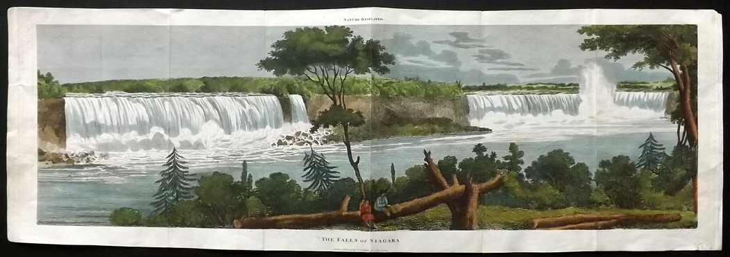 Shaw, Simeon 1821 Rare Hand Coloured View of Niagara Falls, Canada  Copper Plate Published 1823,