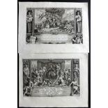 Kleiner, Salmon C1730 Pair of  Viennese Architectural Frontispieces Copper Plates Published