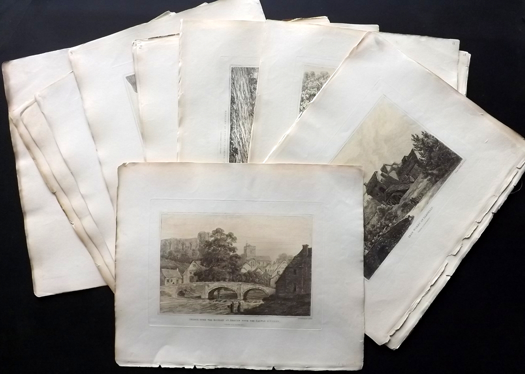 Wood, John George 1812 Lot of 20 Soft Groud Etchings, plus 3 Maps from The Principal Rivers of Wales