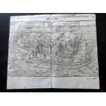 Munster, Sebastian C1580 Woodcut View of Siemmern, Germany "Die Statt Siemern..." Double Page