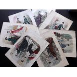 Fashion Plates 1870's-90's Lot of 18 Large Hand Coloured Prints from La Mode Illustree Lot of 18