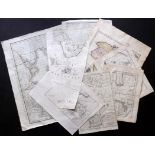 Maps 18th Century. Mixed Lot of 9 Copper Engraved Maps. Portugal, Chile, UK, Martinique, Red Sea,