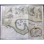 Rapin de Thoyras, Paul & Tindal, Nicholas 1745 Hand Coloured Map Plan of Messina, Sicily, Italy "