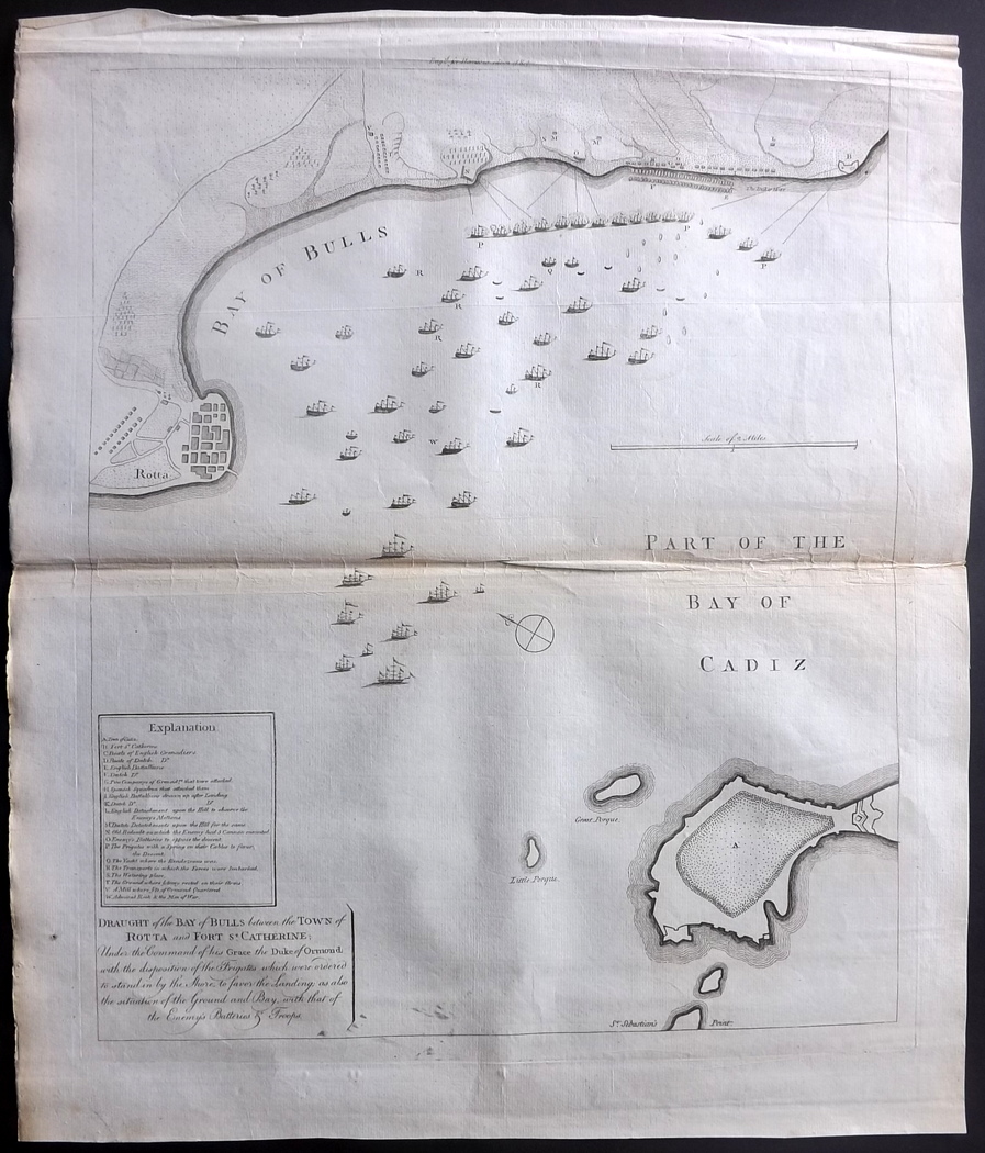 Rapin de Thoyras, Paul & Tindal, Nicholas C1785 Map Battle Plan of the Bay of Bulls, Rotta, Bay of