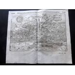 Munster, Sebastian C1580 Woodcut View of Nordlingen, Germany "Die Stat Nordlingen..." Double Page