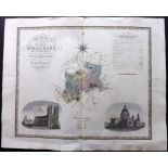 Greenwood, Charles & John 1834 Large Hand Coloured Map of Middlesex, London, UK "Map of the County