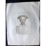 Bartolozzi, Francesco after Holbein, Hans 1797 Large Portrait of Anne of Cleves Stipple Engraving