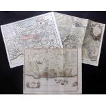 Rapin de Thoyras, Paul & Tindal, Nicholas 1745 Group of 3 Hand Coloured Maps/Battle Plans of
