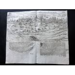 Munster, Sebastian C1580 Woodcut View of Speyer, Germany "Die Reichstatt Speier..." Double Page