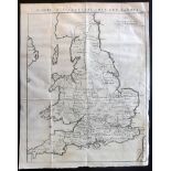 Rapin de Thoyras, Paul C1730 Map of Saxon Britian "Carte d'Angleterre Sous Les Saxons" Copper