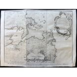 Rapin de Thoyras, Paul & Tindal, Nicholas 1745 Map Battle Plan of Brittany & Brest, France "Plan