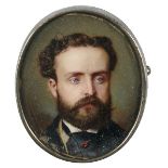 ANTONIO TOMASICH (Almeria, h. 1815 - 1891) Retrato de caballero. 1870 Miniatura oval. 3,7 x 3,2 cms.