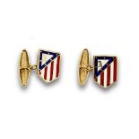 Gemelos con escudo del Atlético de Madrid esmaltado en oro de 18K. Con sistema de cadena y