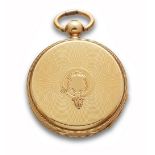Reloj saboneta de bolsillo en oro de 18K LBF.S.XIX . Se acompaña de llave. Esfera en porcelana ,