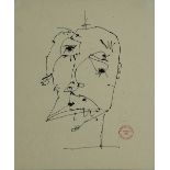 ANTONIO SAURA (Huesca, 1930 - Cuenca, 1998) “Retrato IV”, 1981 Tinta sobre papel. 29,2 x 24,7 cms.